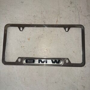 Genuine BMW Stainless Steel License Plate Frame Domed Logo 82120010395